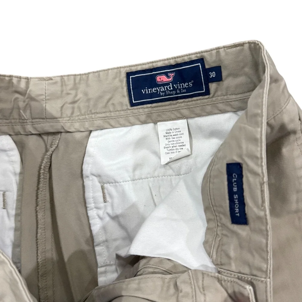 Vineyard Vines Club Short Mens 30 Khaki Tan Cotton Flat Front Chino Shorts 9